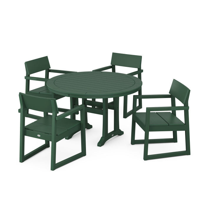 EDGE 5-Piece Round Dining Set with Trestle Legs