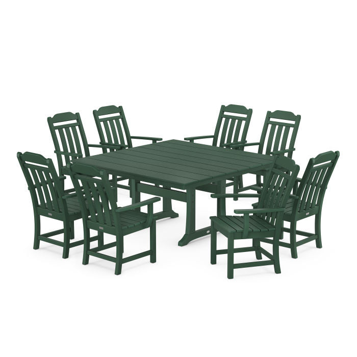 Country Living 9-Piece Square Farmhouse Dining Set with Trestle Legs