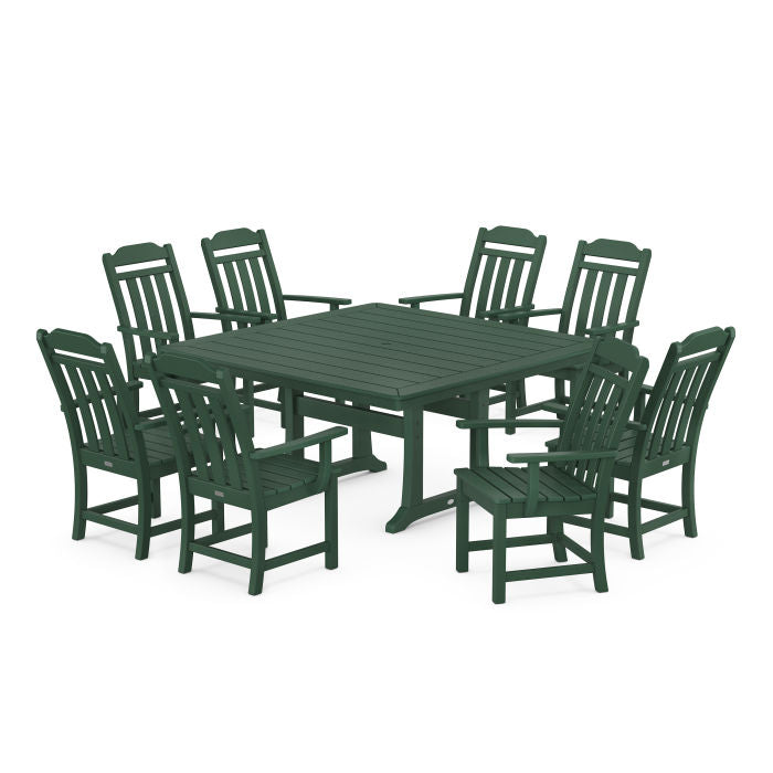 Country Living 9-Piece Square Dining Set with Trestle Legs