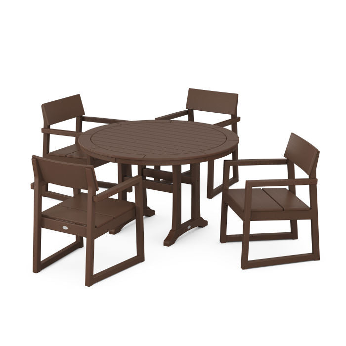 EDGE 5-Piece Round Dining Set with Trestle Legs