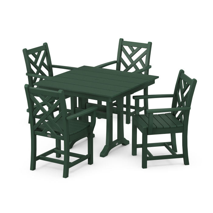 Chippendale 5-Piece Farmhouse Trestle Arm Chair Dining Set