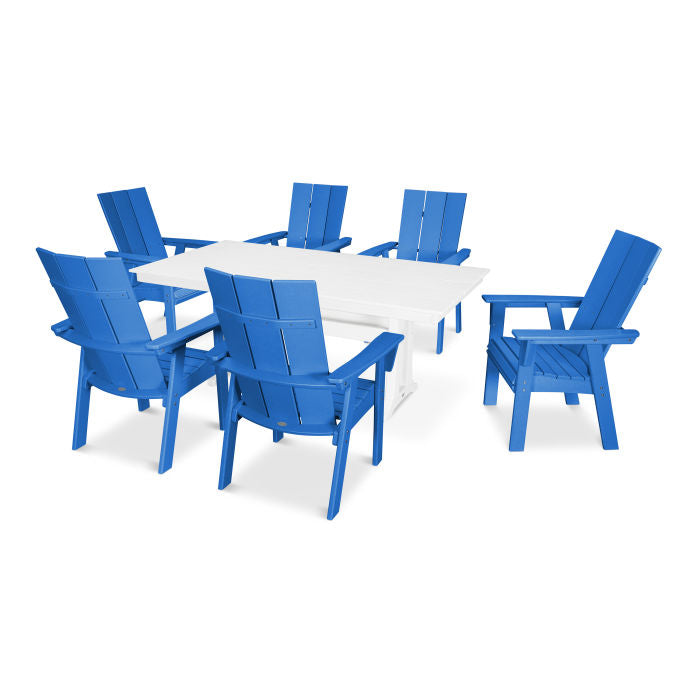 Modern Curveback Adirondack 7-Piece Farmhouse Dining Set with Trestle Legs