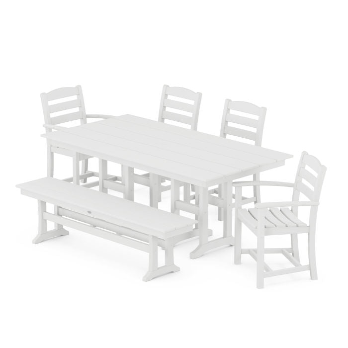 La Casa Café 6-Piece Farmhouse Dining Set with Bench