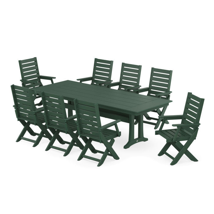 Captain 9-Piece Farmhouse Dining Set with Trestle Legs