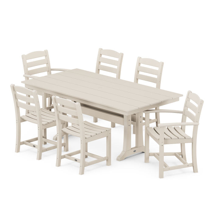 La Casa Café 7-Piece Farmhouse Trestle Dining Set