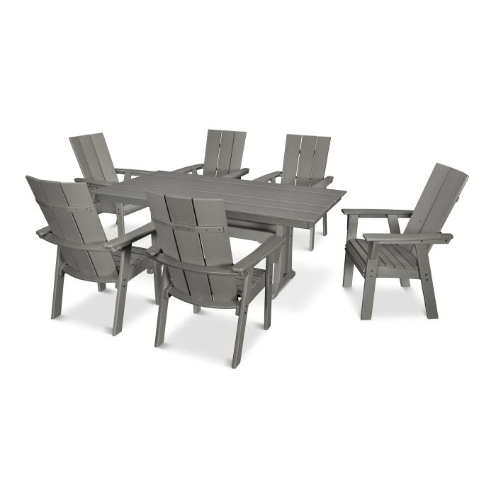 Modern Curveback Adirondack 7-Piece Farmhouse Dining Set with Trestle Legs