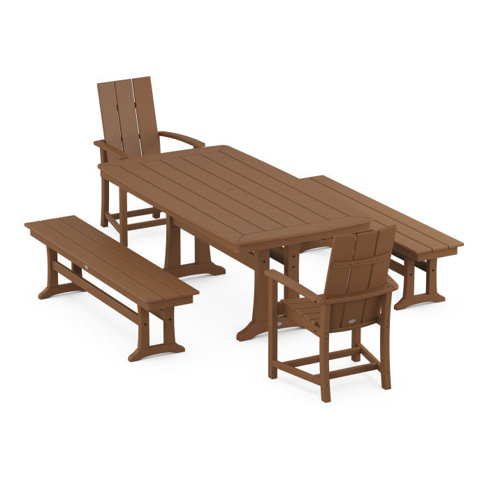 Modern Adirondack 5-Piece Dining Set with Trestle Legs