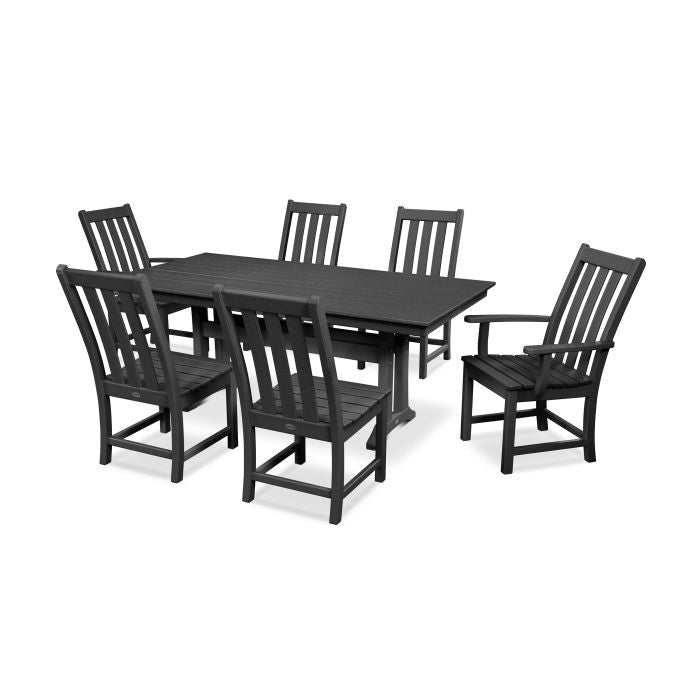 Vineyard 7-Piece Farmhouse Dining Set with Trestle Legs