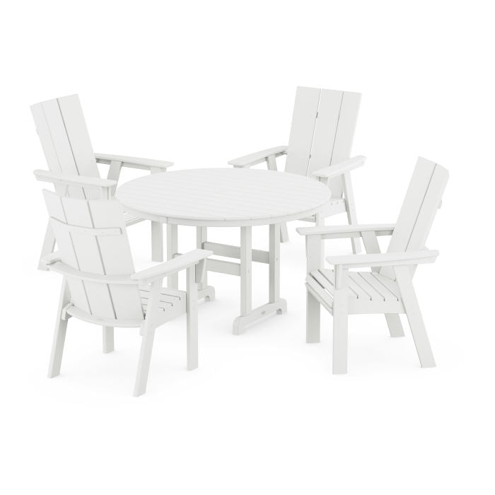 Modern Curveback Adirondack 5-Piece Round Farmhouse Dining Set in Vintage Finish