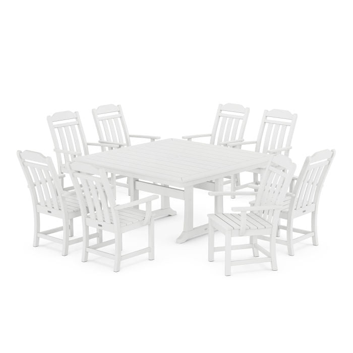 Country Living 9-Piece Square Dining Set with Trestle Legs
