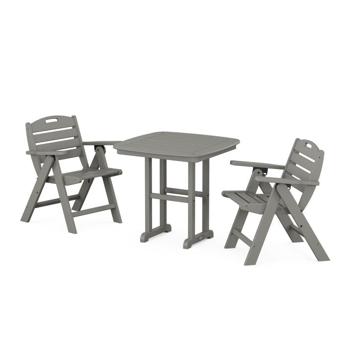 Nautical Folding Lowback Chair 3-Piece Dining Set