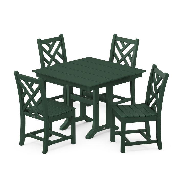 Chippendale 5-Piece Farmhouse Trestle Side Chair Dining Set