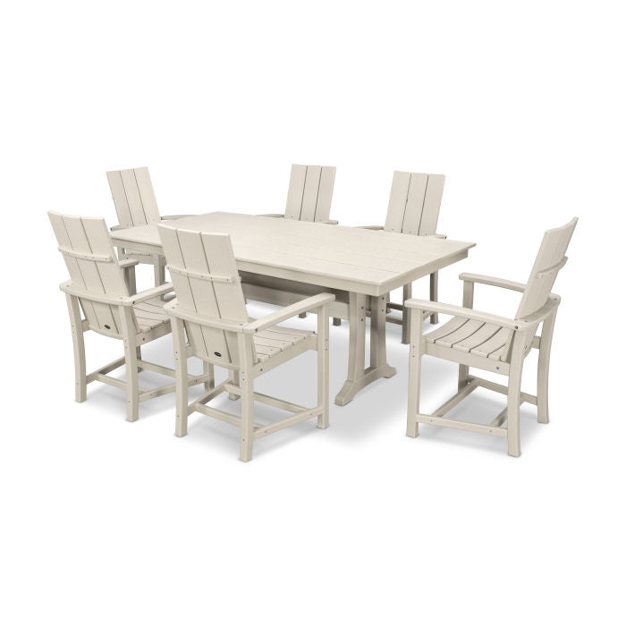 Modern Adirondack 7-Piece Farmhouse Dining Set with Trestle Legs