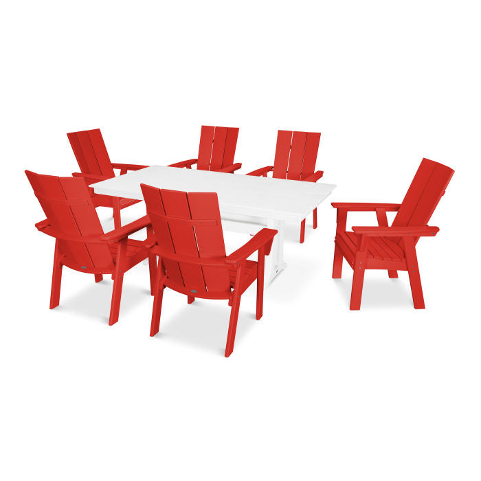 Modern Curveback Adirondack 7-Piece Farmhouse Dining Set with Trestle Legs