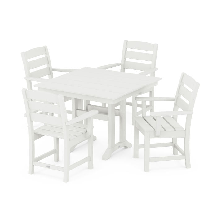 Lakeside 5-Piece Farmhouse Trestle Arm Chair Dining Set in Vintage Finish