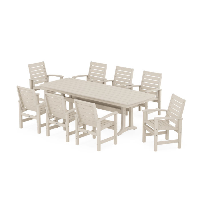 Signature 9-Piece Dining Set with Trestle Legs