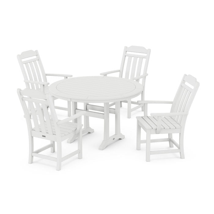 Country Living 5-Piece Round Dining Set with Trestle Legs