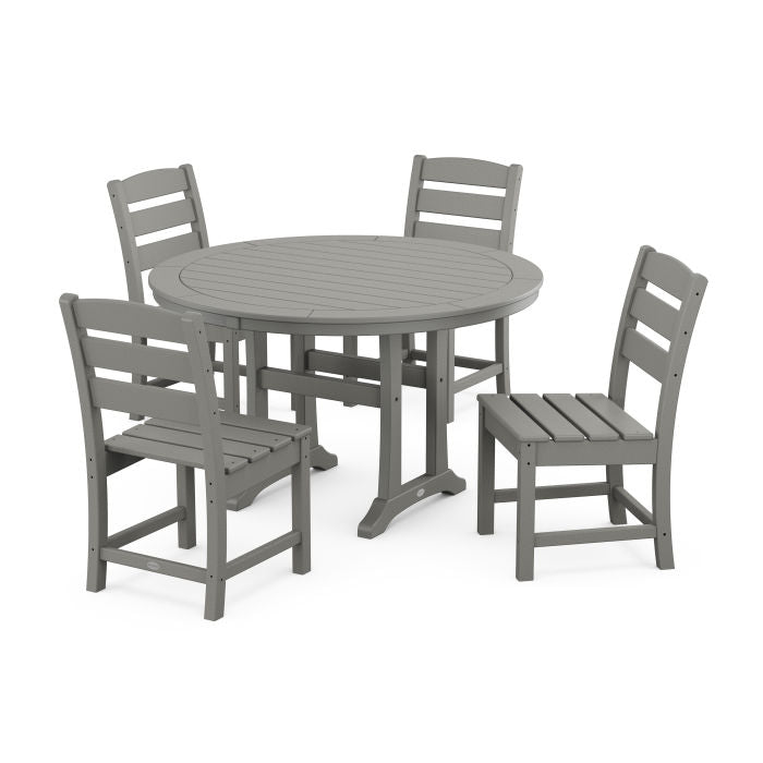 Lakeside Side Chair 5-Piece Round Dining Set With Trestle Legs