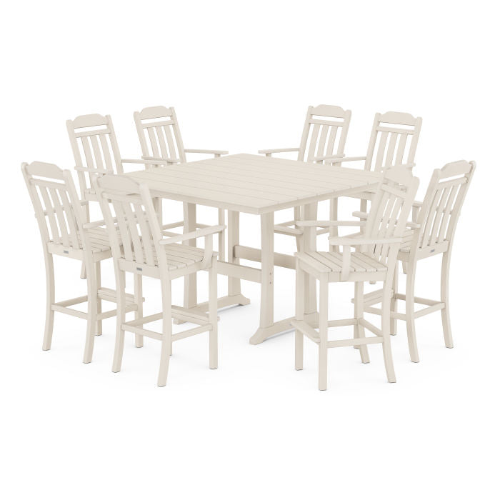 Country Living 9-Piece Farmhouse Bar Set with Trestle Legs