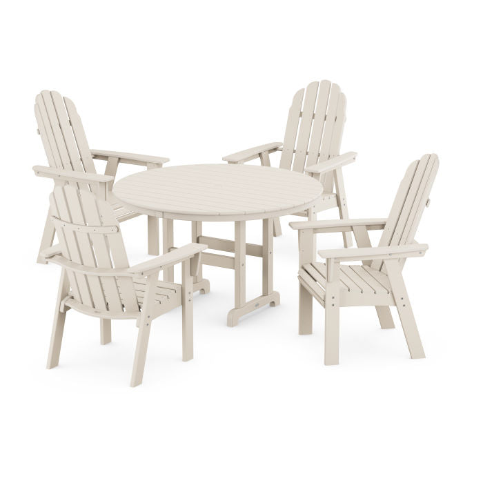 Vineyard Curveback Adirondack 5-Piece Round Farmhouse Dining Set