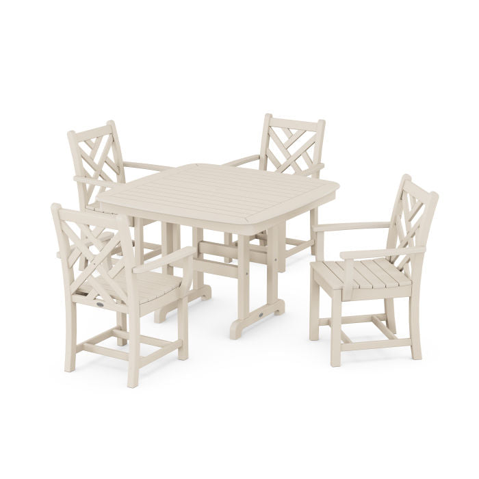 Chippendale 5-Piece Dining Set with Trestle Legs
