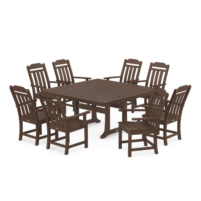 Country Living 9-Piece Square Dining Set with Trestle Legs