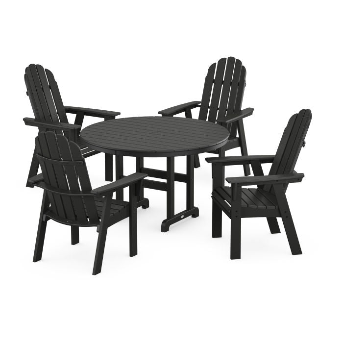 Vineyard Curveback Adirondack 5-Piece Round Farmhouse Dining Set