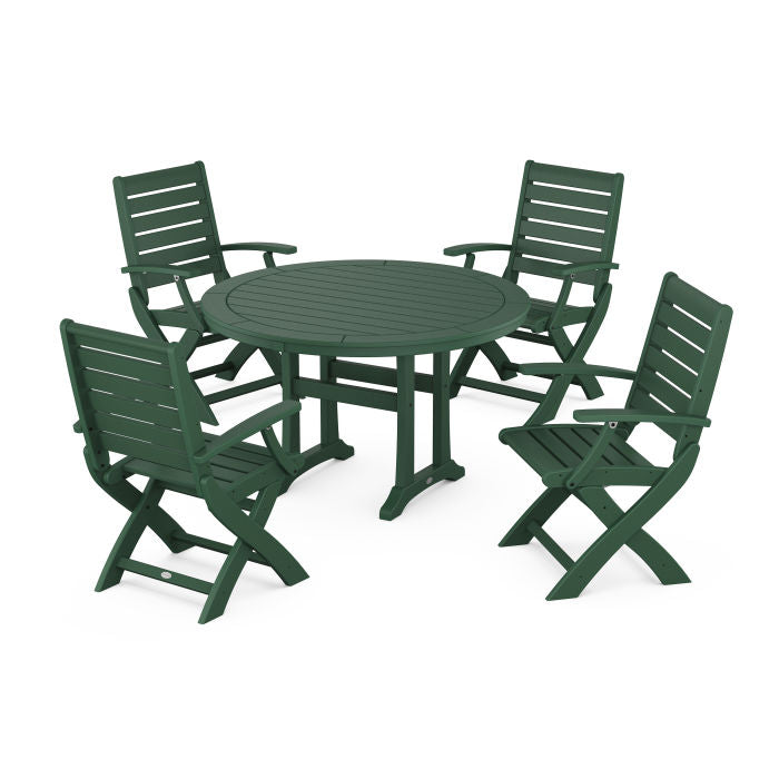 Signature 5-Piece Round Dining Set with Trestle Legs