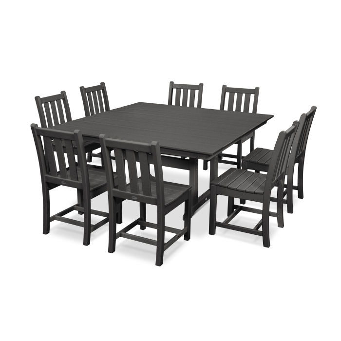 Traditional Garden 9-Piece Farmhouse Trestle Dining Set