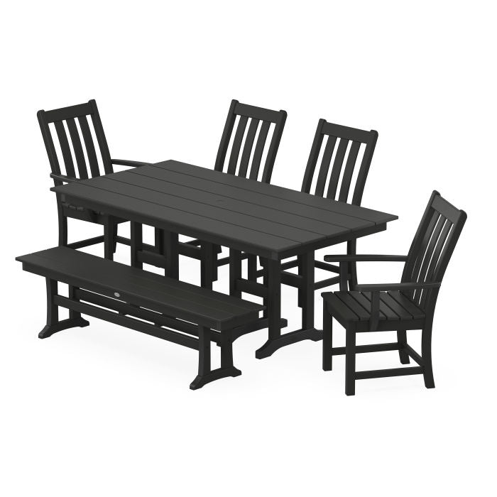 Vineyard 6-Piece Farmhouse Dining Set with Bench