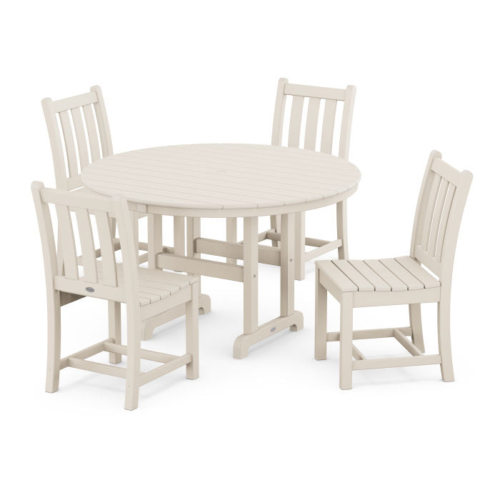 Traditional Garden Side Chair 5-Piece Round Farmhouse Dining Set