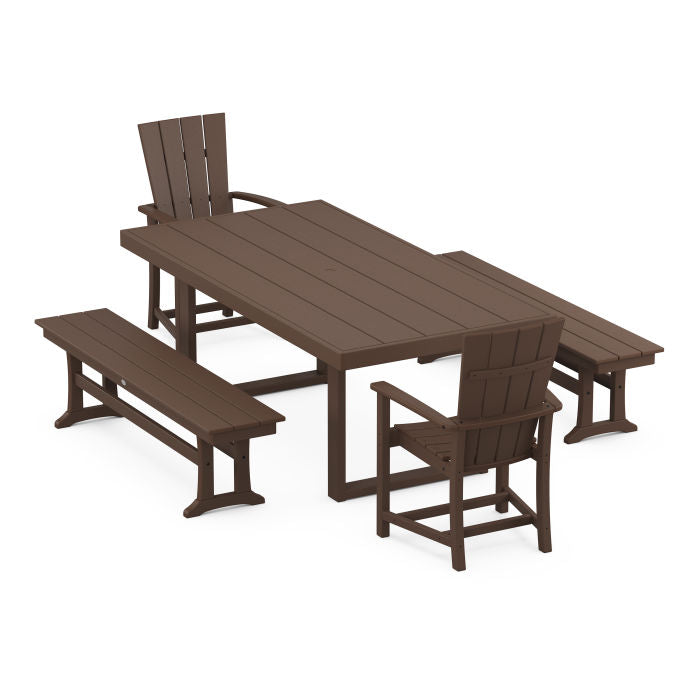 Quattro 5-Piece Dining Set with Benches