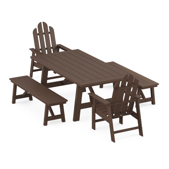 Long Island 5-Piece Rustic Farmhouse Dining Set With Trestle Legs