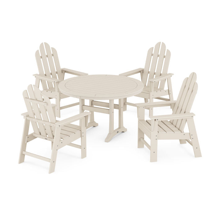 Long Island 5-Piece Round Dining Set with Trestle Legs
