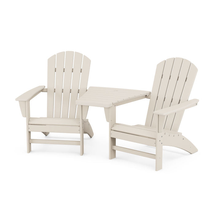 Nautical 3-Piece Adirondack Set with Angled Connecting Table
