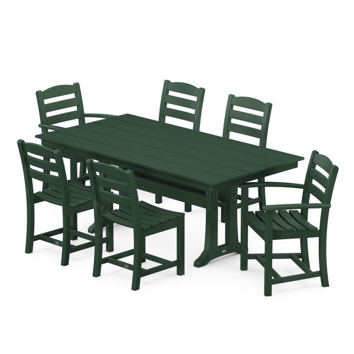 La Casa Café 7-Piece Farmhouse Trestle Dining Set