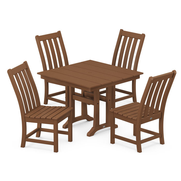 Vineyard 5-Piece Farmhouse Trestle Side Chair Dining Set