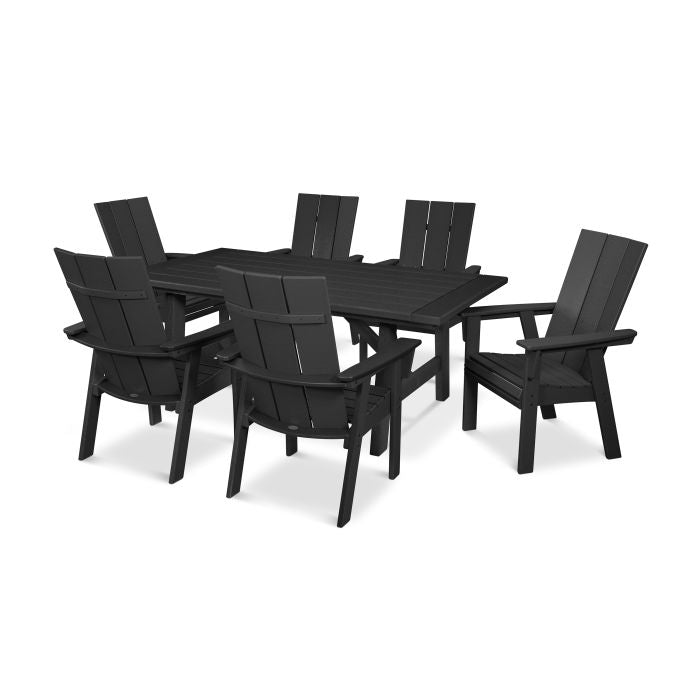 Modern Curveback Adirondack 7-Piece Rustic Farmhouse Dining Set