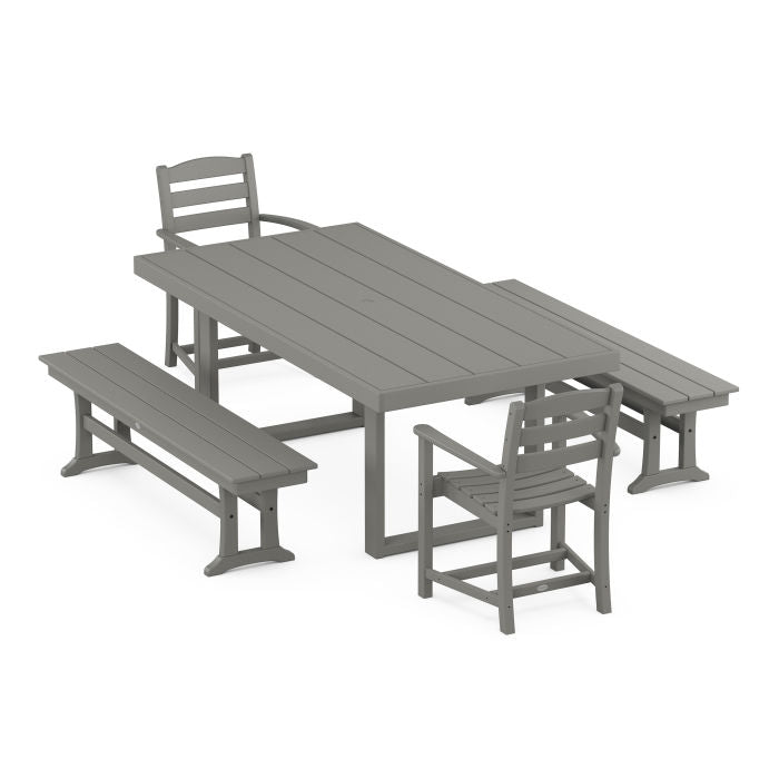 La Casa Café 5-Piece Dining Set with Benches