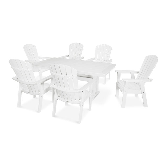 Nautical Curveback Adirondack 7-Piece Dining Set with Trestle Legs in Vintage Finish