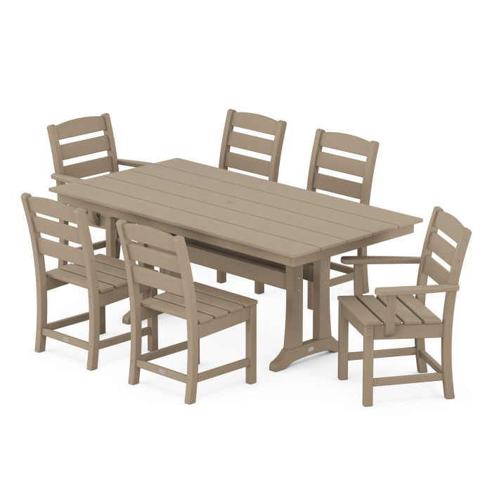 Lakeside 7-Piece Farmhouse Trestle Dining Set in Vintage Finish
