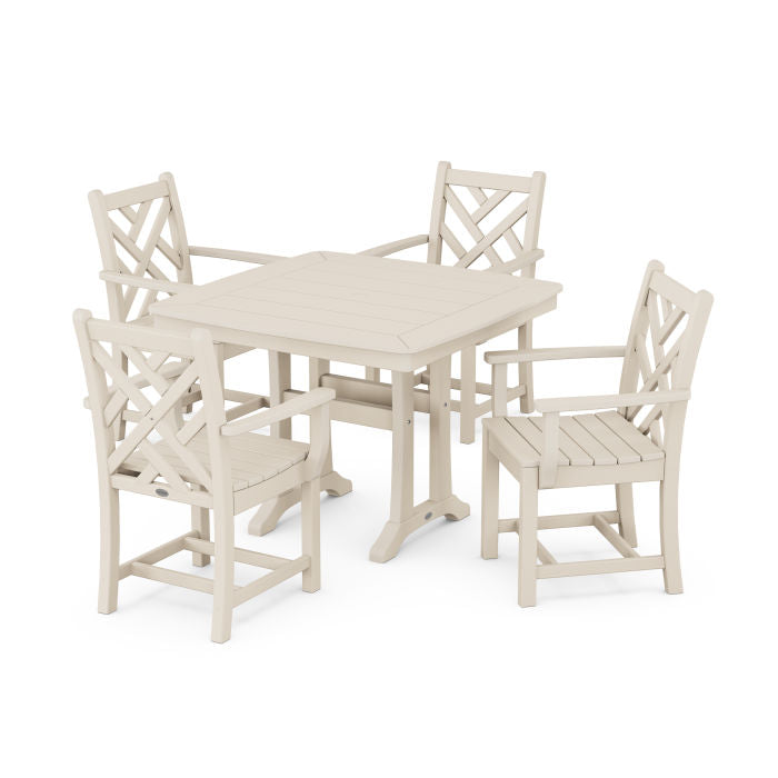 Chippendale 5-Piece Dining Set with Trestle Legs