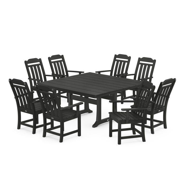 Country Living 9-Piece Square Farmhouse Dining Set with Trestle Legs