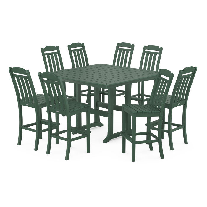 Country Living 9-Piece Square Side Chair Bar Set with Trestle Legs