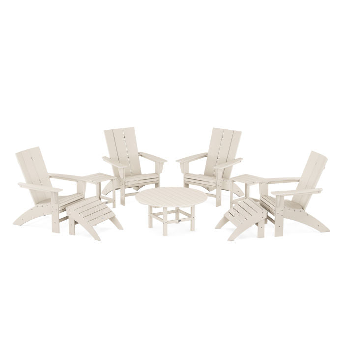 Modern Curveback Adirondack Chair 9-Piece Conversation Set