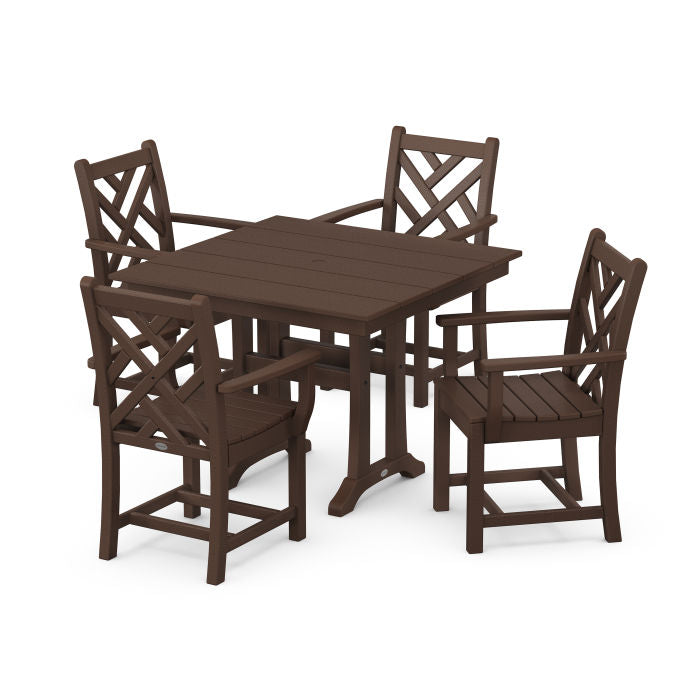 Chippendale 5-Piece Farmhouse Trestle Arm Chair Dining Set