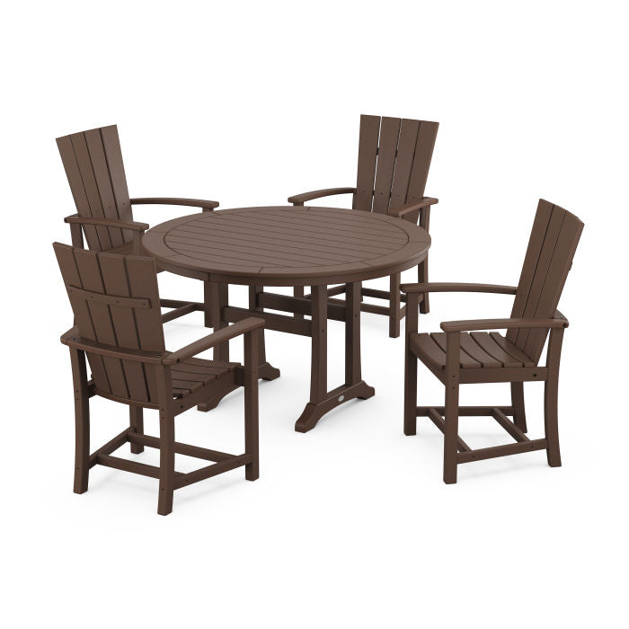 Quattro 5-Piece Round Dining Set with Trestle Legs