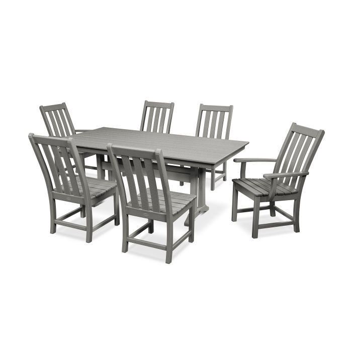 Vineyard 7-Piece Farmhouse Dining Set with Trestle Legs