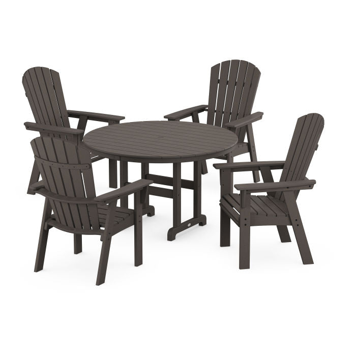 Nautical Adirondack 5-Piece Round Farmhouse Dining Set in Vintage Finish