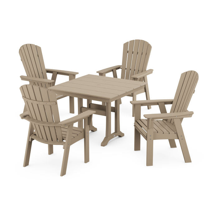 Nautical Adirondack 5-Piece Farmhouse Dining Set With Trestle Legs in Vintage Finish